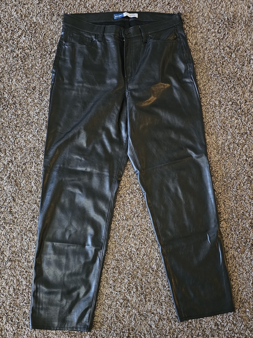 Old Navy Black Faux Leather Straight-Leg Pants